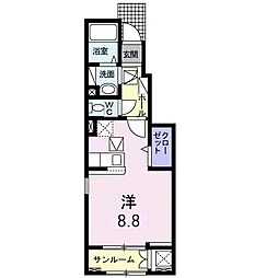 マロードC ワンルームの間取図画像