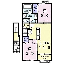 アルモニーハウス山泉 2階2LDKの間取り