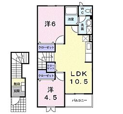 ドミール・KB棟 2LDKの間取図画像