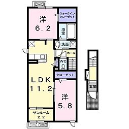ヴァルム 2LDKの間取図画像