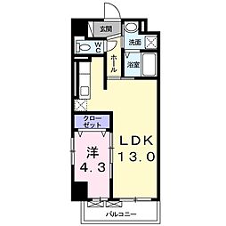リーベルクリサンス 1LDKの間取図画像