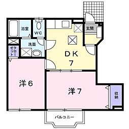 ガーデンヒルズ斑鳩1 2DKの間取図画像