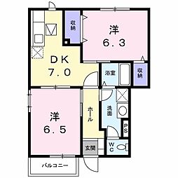プロムナード 2DKの間取図画像