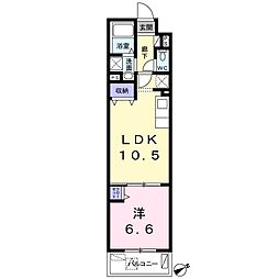 グランシャルマン 1LDKの間取図画像