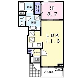 コムフォートK 1LDKの間取図画像