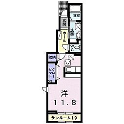 グリーン　ヴィレッヂ　II 1階ワンルームの間取り