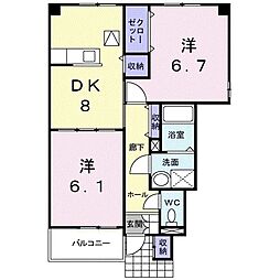 プレッソラーゴ 2DKの間取図画像