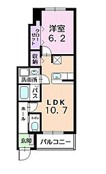 ヴァン・クレール平井 1LDKの間取図画像