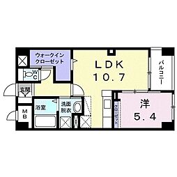 カーサフィーネ 1LDKの間取図画像