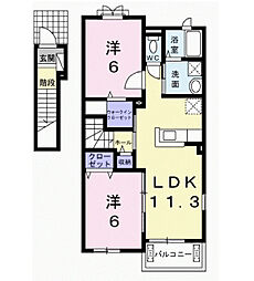 サンライズUSAMI2 2LDKの間取図画像