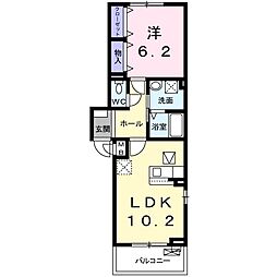リアシード 1階1LDKの間取り