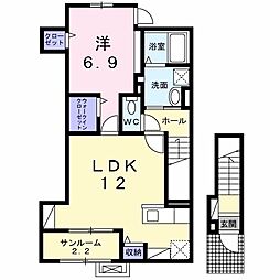 グレイスヴィラ2番館 1LDKの間取図画像