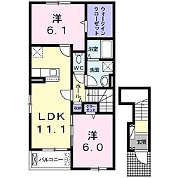 エスポワール2 2LDKの間取図画像