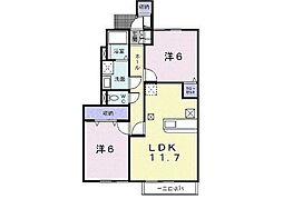 カルムオーブ 2LDKの間取図画像