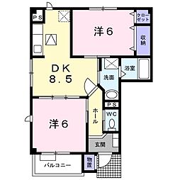グリーンアングル 2DKの間取図画像