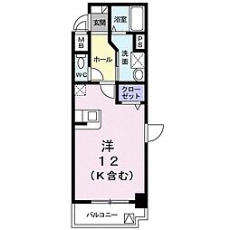 ル・レーヴ ワンルームの間取図画像
