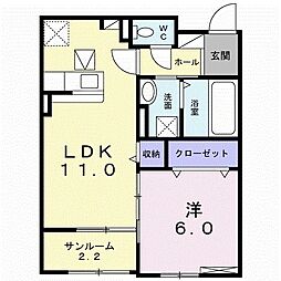 ヴァンベール 1LDKの間取図画像