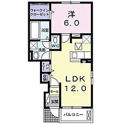 カーサ六花 1階1LDKの間取り