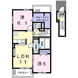 Ｓ．ウィステリア　Ｙ 2階2LDKの間取り