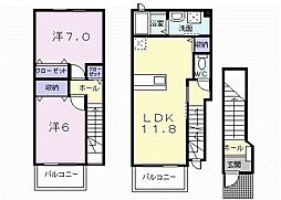 ソレアード2 2LDKの間取図画像
