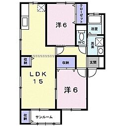 サン・ドミールＡ 2階2LDKの間取り