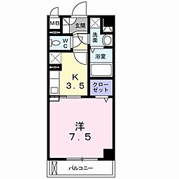 ジュネス我孫子 1Kの間取図画像