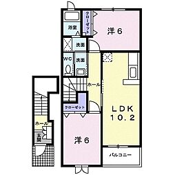 ソレイユ2 2LDKの間取図画像