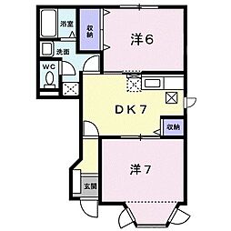 ミレニアムKAN1B 2DKの間取図画像