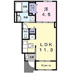 ベル　ソレイユ 1階1LDKの間取り