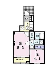 津守マナーハウス 1階1Kの間取り