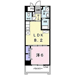 コーポヤカゆちばな 1LDKの間取図画像