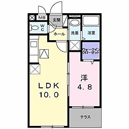 グランドゥール大開 1LDKの間取図画像