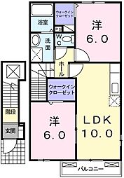 グレイス吉田　II番館 2階2LDKの間取り