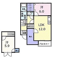 ミニョン2 2LDKの間取図画像