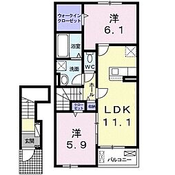 ル・プルミエ 2階2LDKの間取り