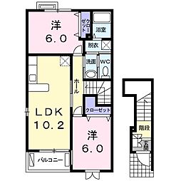 サニーセレーノII 2階2LDKの間取り