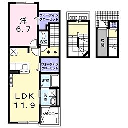 クリスタルアクアI 1LDKの間取図画像