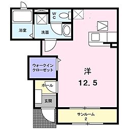 ルナ ワンルームの間取図画像