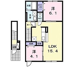 トレスブラン 2LDKの間取図画像