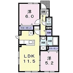 パンルージュ1 2LDKの間取図画像