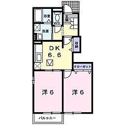 メリオルA 2DKの間取図画像
