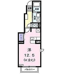 アンジュ 1階ワンルームの間取り