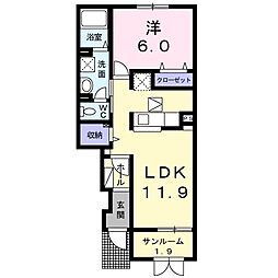 グレースB 1LDKの間取図画像