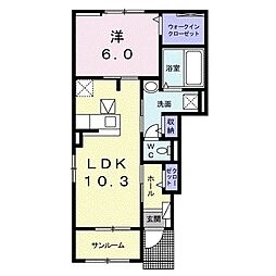 ゼフィランサス 1LDKの間取図画像