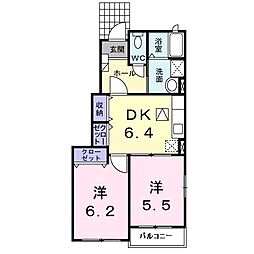 エレガンテ・ブリッサ 2DKの間取図画像