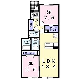 エス・スール 2LDKの間取図画像