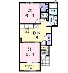 サリュー4 2DKの間取図画像