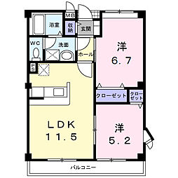 サン・カントリー 2LDKの間取図画像