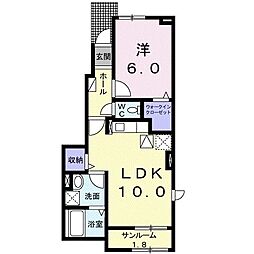 ロジュマン・ド・リラ 1LDKの間取図画像