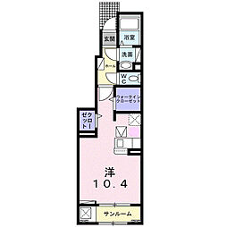 メルベイユ 1Kの間取図画像